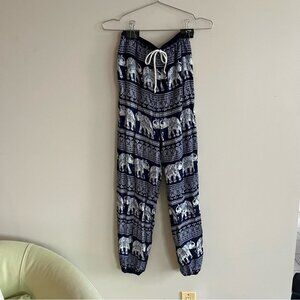 Elephant Pants Blue & White Tribal Pattern